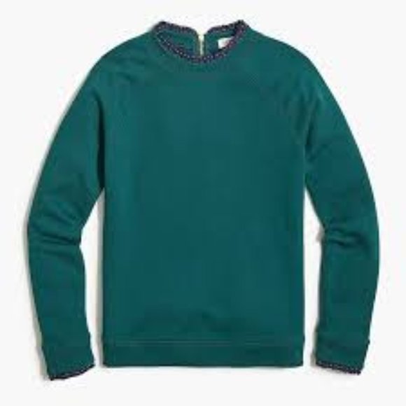 J Crew Woven Ruffleneck Pullover 